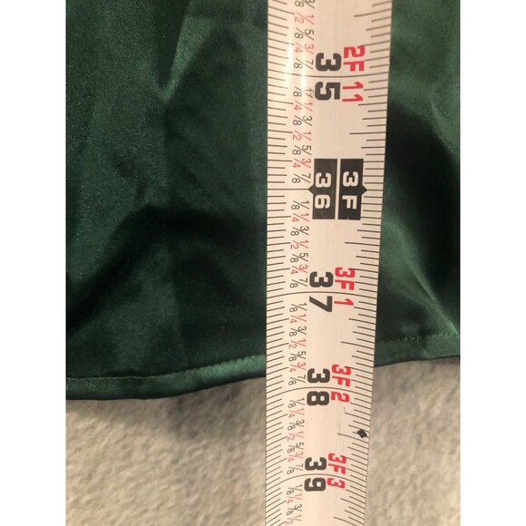 Solange Nightgown Womens Size 22/24 Satin Button-Down Dark Green Lace Trim Plus - Picture 5 of 8